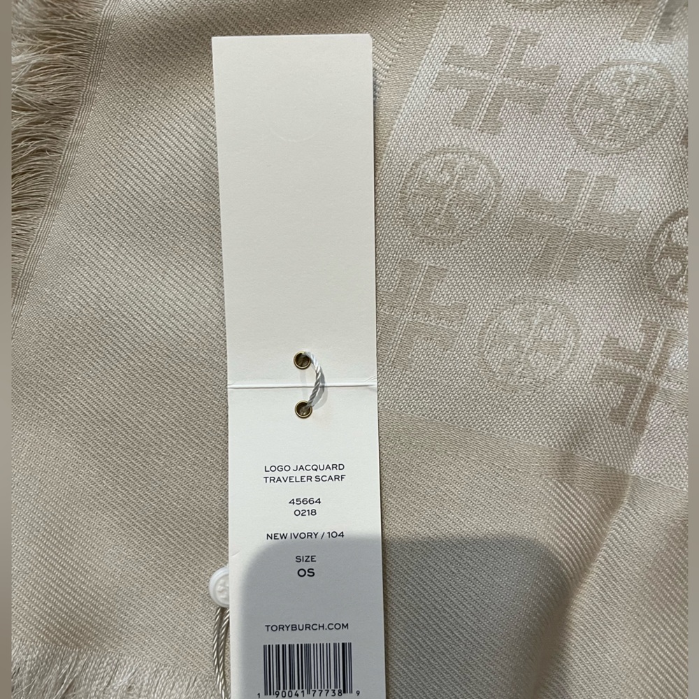 TORY BURCH Logo Jacquard Traveler Scarf. Never worn. Original package and tag.
